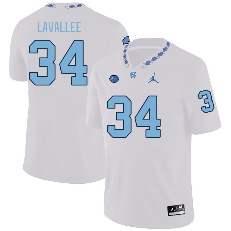 Men #34 Caleb LaVallee North Carolina Tar Heels College Football Jerseys Stitched Sale-White
